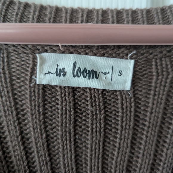 In Loom Brown Sweater Bodycon Maxi Dress Scoop Neck Oversize Sleeves Size L - Picture 6 of 11